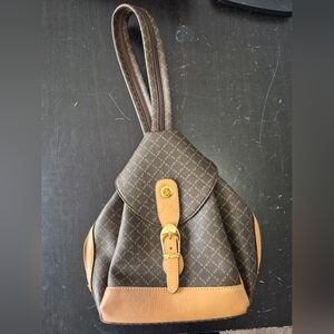 La Tour Eiffel Sling Handbag Monogram, Converts to Backpack, Brown, Tan